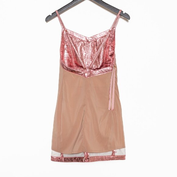 For Love & Lemons X Free People Metallic Pink Faux Leather Luna Dress - Size S - Picture 9 of 16